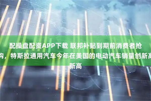 配操盘配资APP下载 联邦补贴到期前消费者抢购，特斯拉通用汽车今年在美国的电动汽车销量创新高